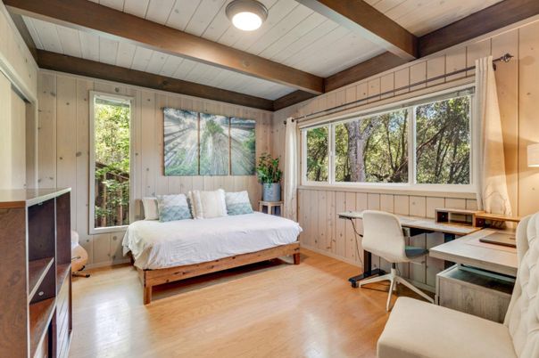 Bedroom, Home Office, Interior, Wooden Beams, Wood Texture Flooring