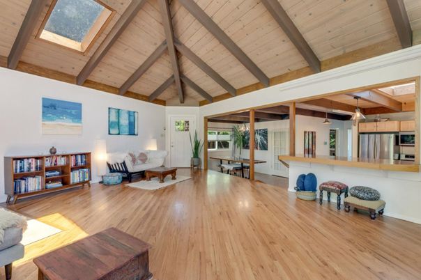 Interior, Kitchen, Living room, Stainless Steel Appliances, Wooden Beams, Wooden Ceilings, Wood Texture Flooring