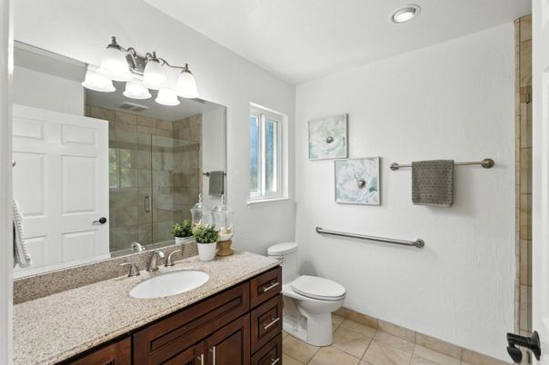Bathroom, Glass Shower, Interior, Recessed Lighting
