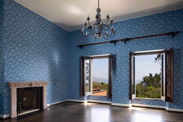 Chandelier, Empty room, Fireplace, Interior, Wood Texture Flooring