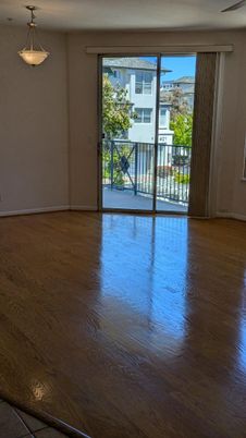 Empty room, Interior, Pendant Lights, Wood Texture Flooring