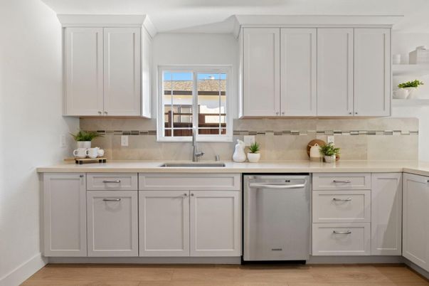Interior, Kitchen, Stainless Steel Appliances, Wood Texture Flooring