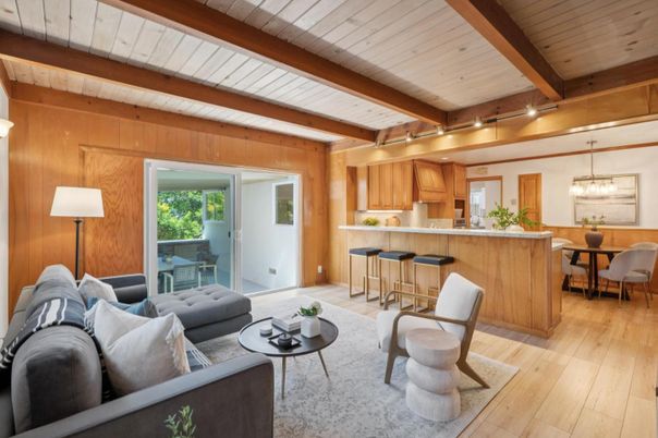 Dining room, Interior, Kitchen, Living room, Pendant Lights, Wooden Beams, Wooden Ceilings, Wood Texture Flooring, Wooden Walls