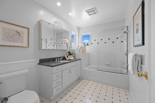Bathroom, Glass Shower, Interior, Recessed Lighting
