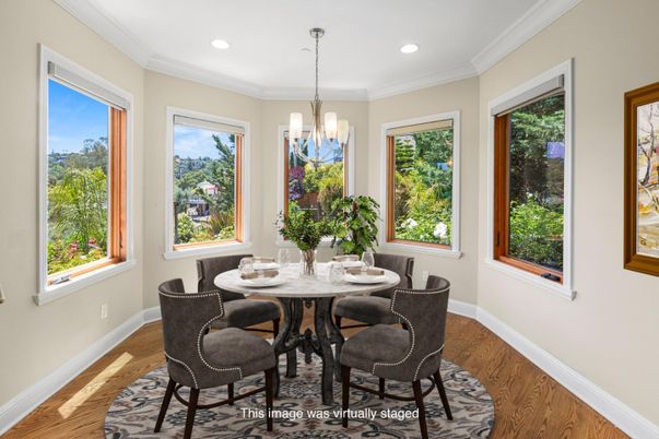 Chandelier, Dining room, Interior, Pendant Lights, Recessed Lighting, Wood Texture Flooring