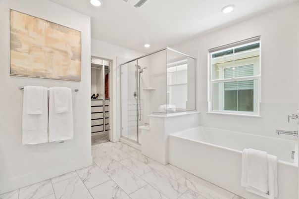 Bathroom, Glass Shower, Interior, Marble, Recessed Lighting