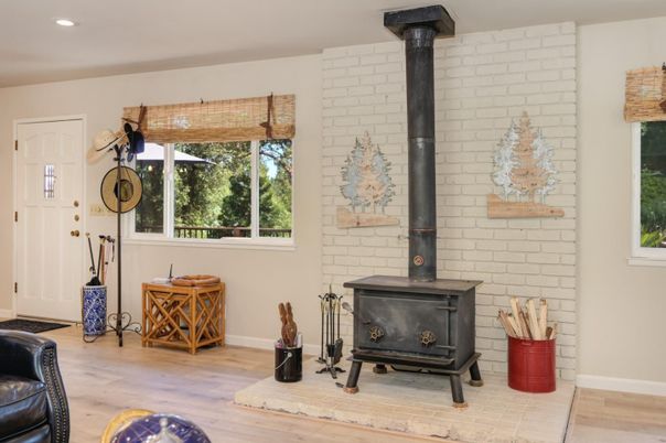 Interior, Recessed Lighting, Stone Walls, Wood Texture Flooring