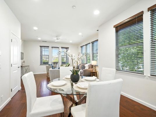 Dining room, Interior, Recessed Lighting, Wood Texture Flooring