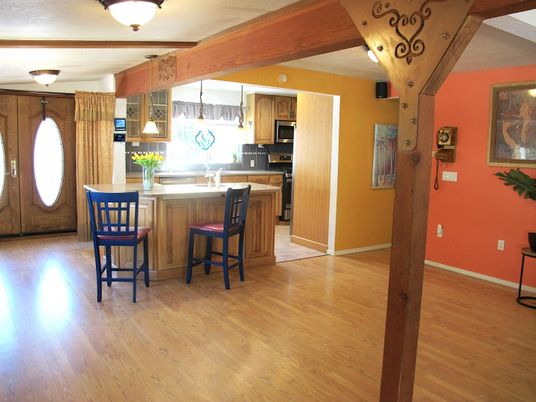 Interior, Kitchen, Pendant Lights, Stainless Steel Appliances, Wood Texture Flooring