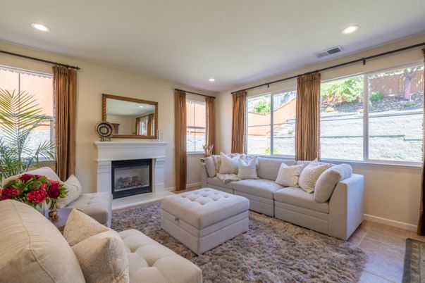 Fireplace, Interior, Living room, Recessed Lighting