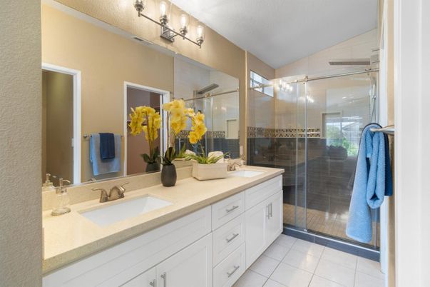 Bathroom, Dual Sink Vanities, Glass Shower, Interior