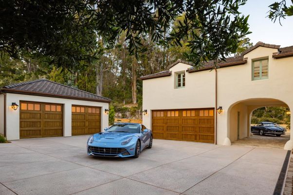 Attached, Detached Garage, Exterior, Facade, Spanish Mediterranean