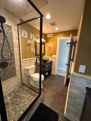 Bathroom, Glass Shower, Interior, Recessed Lighting
