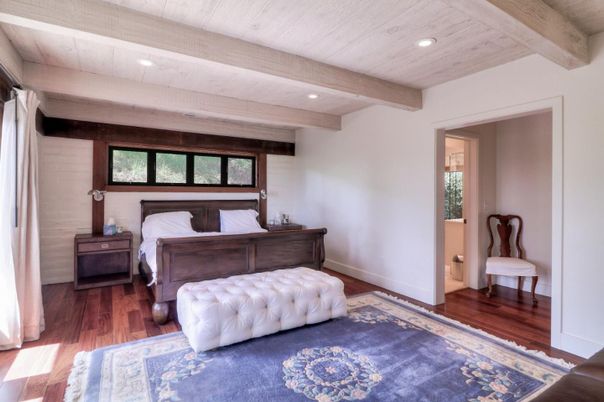 Bedroom, Interior, Recessed Lighting, Wooden Beams, Wooden Ceilings, Wood Texture Flooring