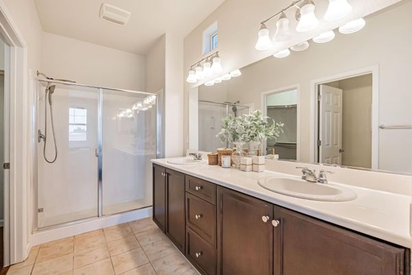 Bathroom, Dual Sink Vanities, Glass Shower, Interior