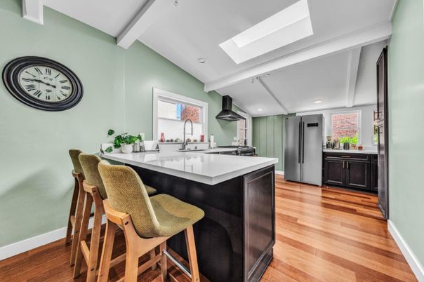 Interior, Kitchen, Recessed Lighting, Wood Texture Flooring