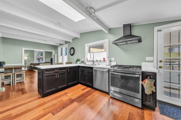 Interior, Kitchen, Stainless Steel Appliances, Wood Texture Flooring
