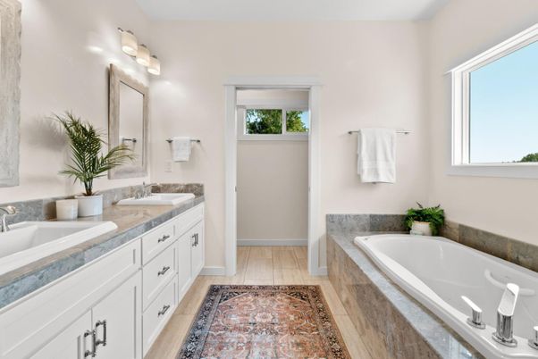 Bathroom, Dual Sink Vanities, Interior, Wood Texture Flooring