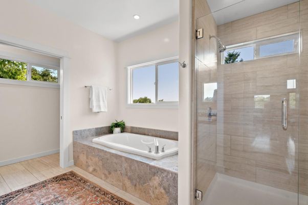 Bathroom, Glass Shower, Interior, Recessed Lighting