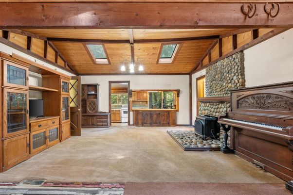 Fireplace, Interior, Piano, Stone Walls, Wooden Beams, Wooden Ceilings