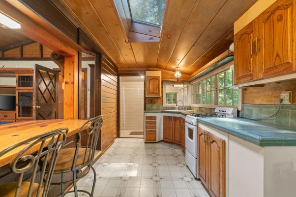 Interior, Kitchen, Marble, Tile Countertops, Wooden Ceilings