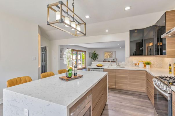 Interior, Kitchen, Recessed Lighting, Wood Texture Flooring