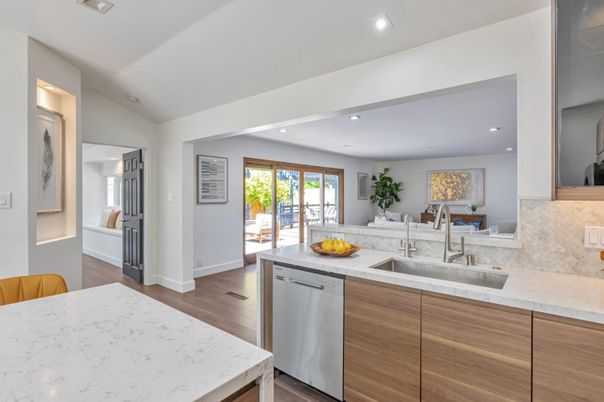 Interior, Kitchen, Recessed Lighting, Wood Texture Flooring