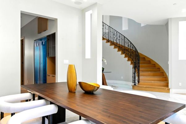 Dining room, Interior, Marble, Recessed Lighting