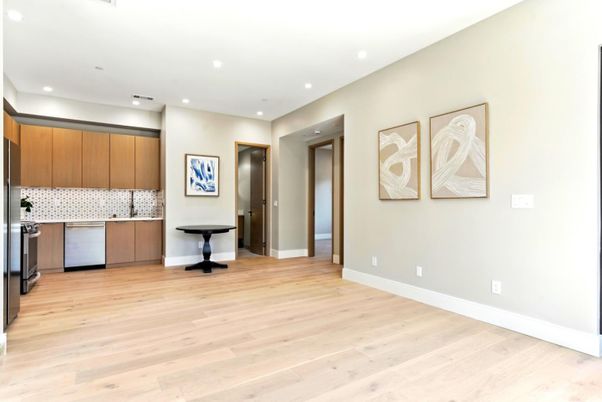 Interior, Kitchen, Recessed Lighting, Wood Texture Flooring