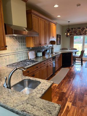 Interior, Kitchen, Pendant Lights, Recessed Lighting, Wood Texture Flooring