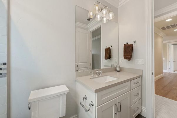 Bathroom, Interior, Recessed Lighting, Wood Texture Flooring