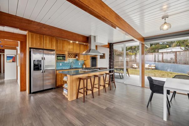 Interior, Kitchen, Stainless Steel Appliances, Wood Texture Flooring