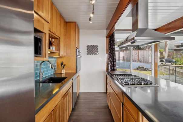 Interior, Kitchen, Stainless Steel Appliances, Wood Texture Flooring