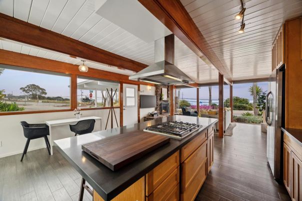 Interior, Kitchen, Stainless Steel Appliances, Wooden Beams, Wood Texture Flooring