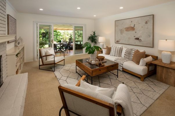 Dining room, Fireplace, Interior, Living room, Recessed Lighting