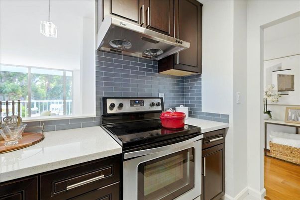 Interior, Kitchen, Pendant Lights, Stainless Steel Appliances, Wood Texture Flooring