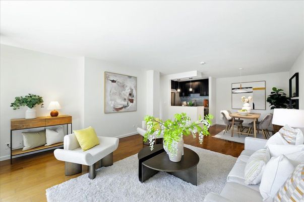 Dining room, Interior, Living room, Pendant Lights, Wood Texture Flooring