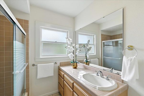 Bathroom, Glass Shower, Interior, Tile Countertops