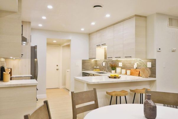 Interior, Kitchen, Recessed Lighting, Wood Texture Flooring