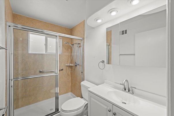 Bathroom, Glass Shower, Interior, Recessed Lighting