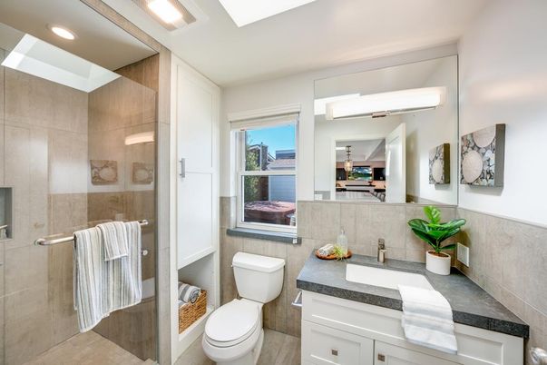 Bathroom, Glass Shower, Interior, Recessed Lighting