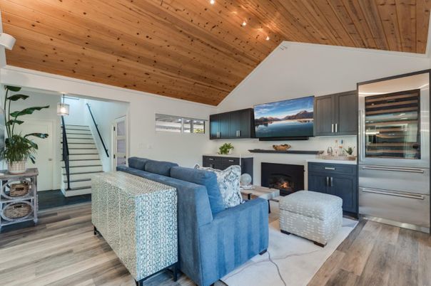 Fireplace, Interior, Living room, Wooden Ceilings, Wood Texture Flooring
