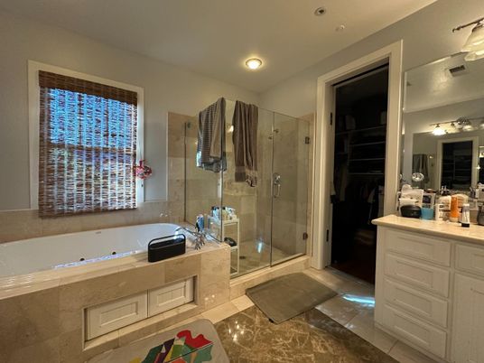 Bathroom, Glass Shower, Interior, Recessed Lighting
