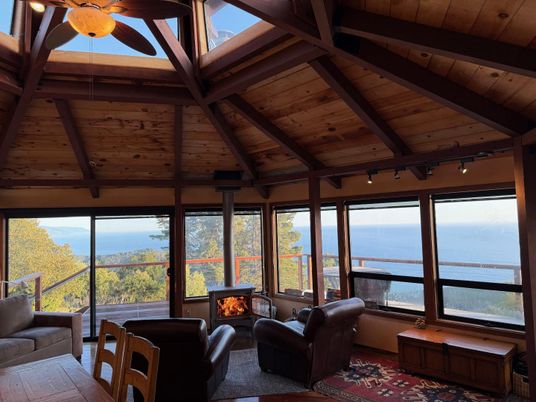 Fireplace, Interior, Living room, Sun Room, Water, Wooden Beams, Wooden Ceilings