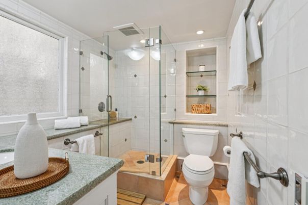 Bathroom, Glass Shower, Interior, Recessed Lighting
