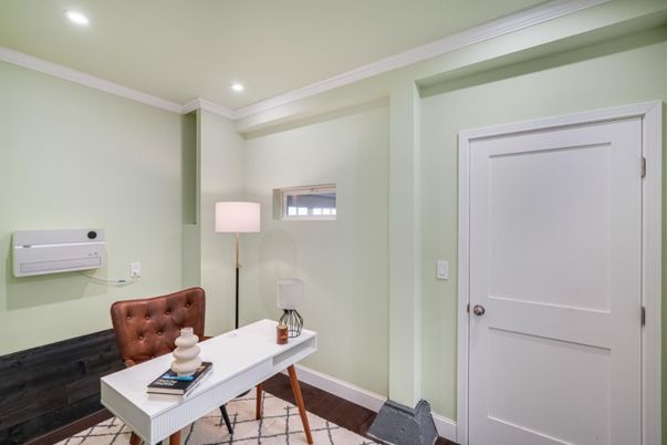 Home Office, Interior, Recessed Lighting, Wood Texture Flooring