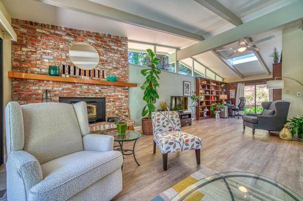 Fireplace, Interior, Living room, Stone Walls, Wood Texture Flooring