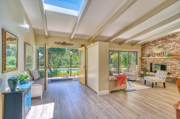 Fireplace, Interior, Living room, Stone Walls, Wood Texture Flooring