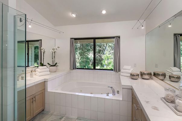Bathroom, Glass Shower, Interior, Recessed Lighting
