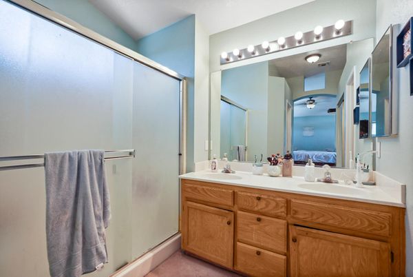 Bathroom, Dual Sink Vanities, Glass Shower, Interior